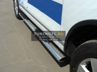 Пороги овальные с накладкой 120?60 мм Hyundai Santa Fe 2010